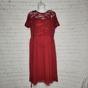 Women's Floral Lace Scoop Neck Dress XL